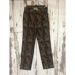 NWT Collection Fifty Nine Dark Brown Paisley Print Dress Pants